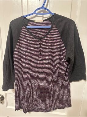Alternative Maroon and Black Striped Henley Top